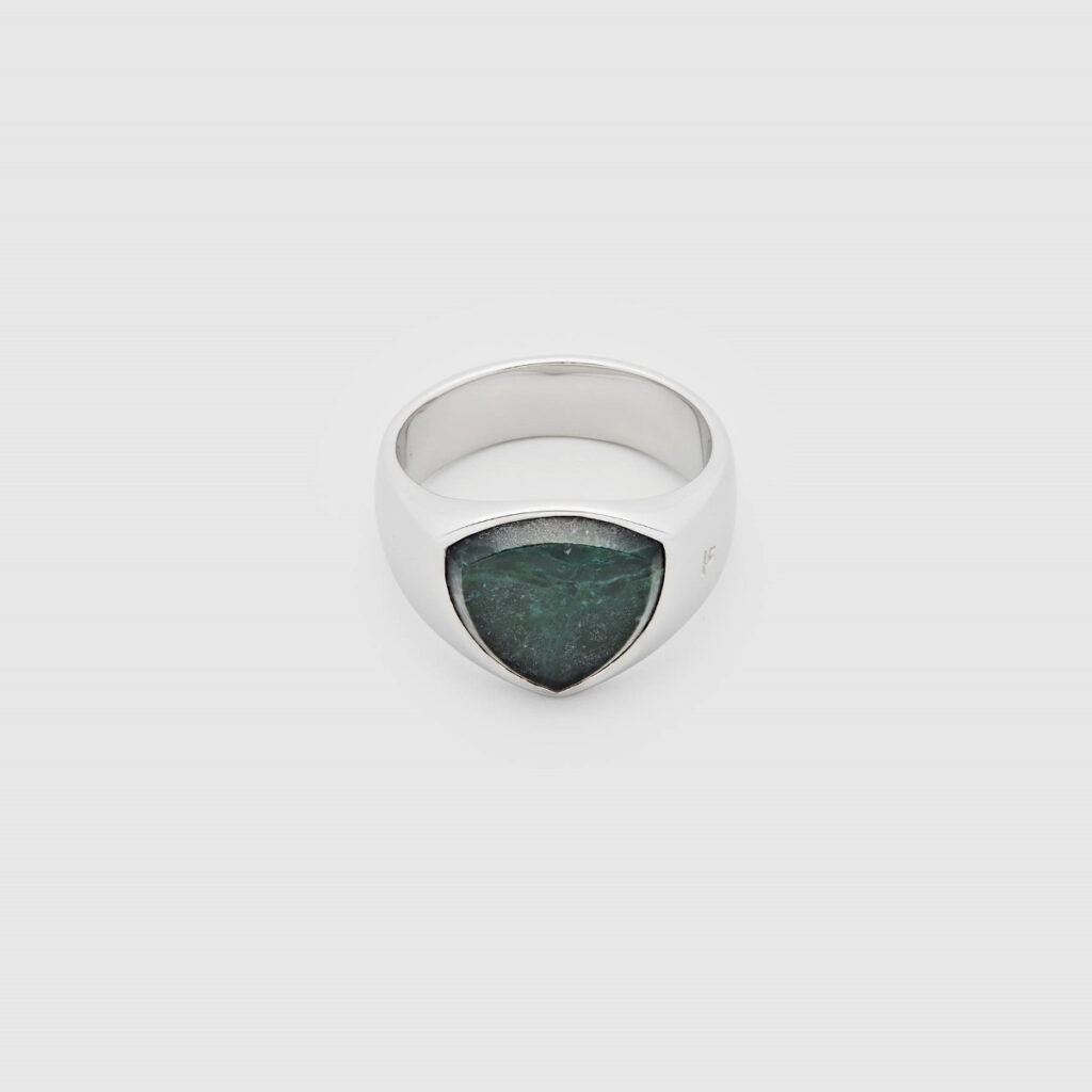 TOM WOOD RING SHEILD GREEN MARBEL