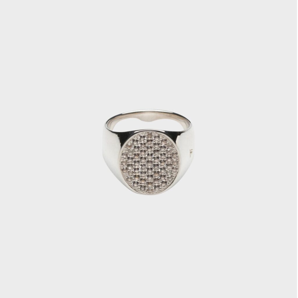 TOM WOOD RING PINKY SMOKEY QUARTS