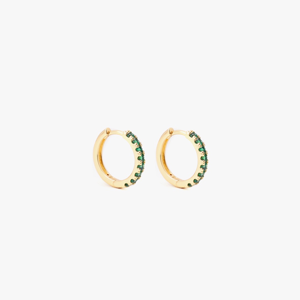 IZABEL DISPLAY HOOPS MINI GOLDPLATED GREEN