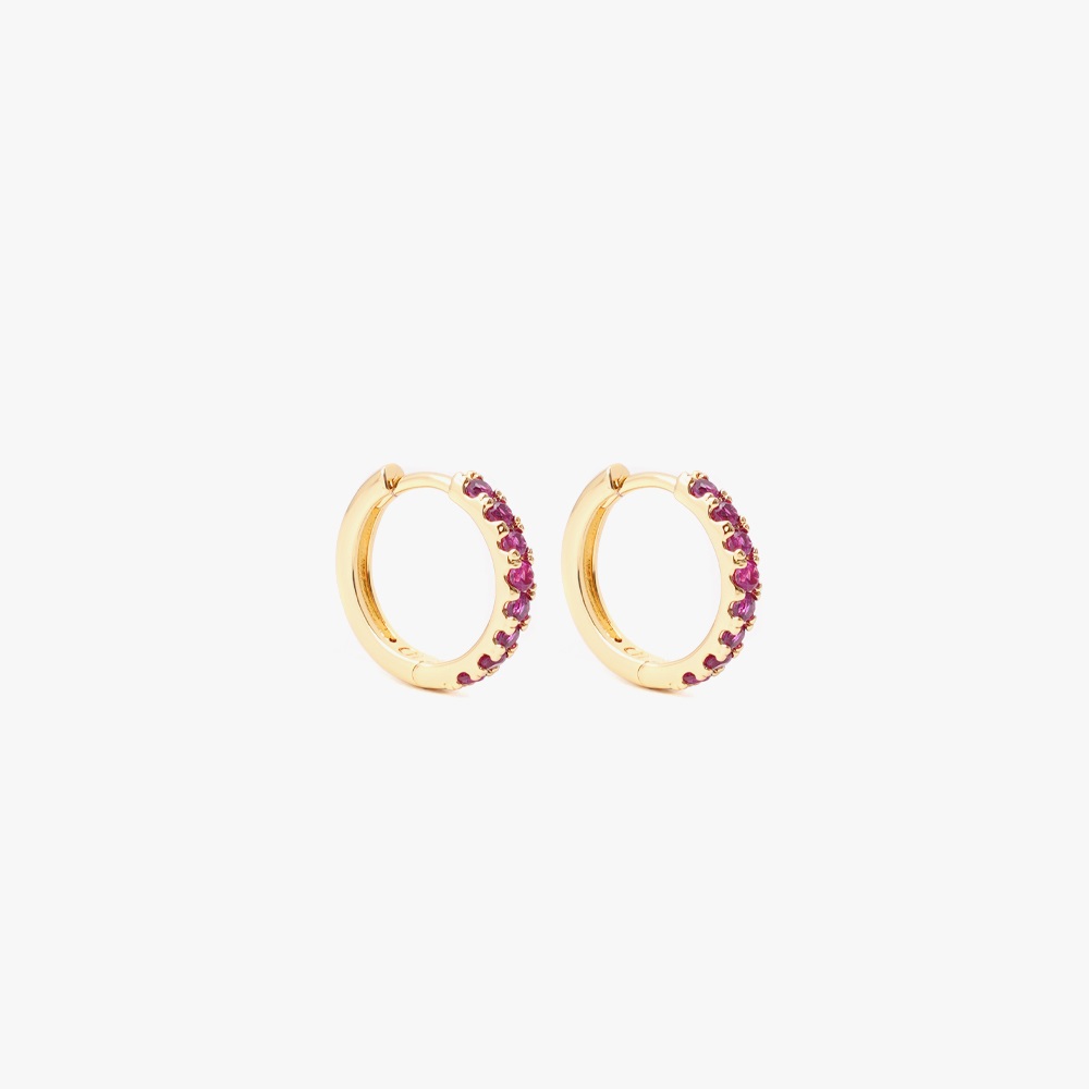 IZABEL DISPLAY HOOPS MINI GOLDPLATED PINK