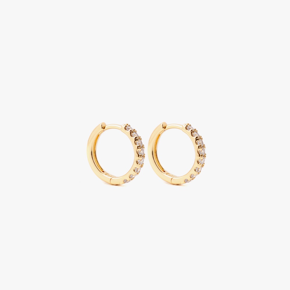 IZABEL DISPLAY HOOPS MINI GOLDPLATED WHITE