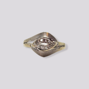 HELLMAN VINTAGE RING HVITTGULL MED DIAMANTER