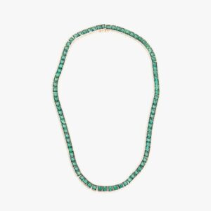 IZABEL DISPLAY TENNIS NECKLACE THICK SQUARE GOLDPLATED GREEN