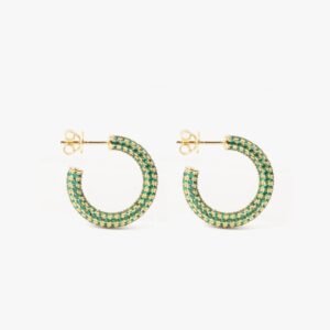 IZABEL DISPLAY HOOPS COLORFUL GOLDPLATED GREEN