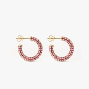 IZABEL DISPLAY HOOPS COLORFUL GOLDPLATED PINK