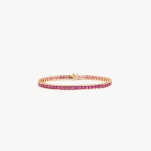 IZABEL DISPLAY TENNIS ARMBÅND SQUARE GOLDPLATED PINK