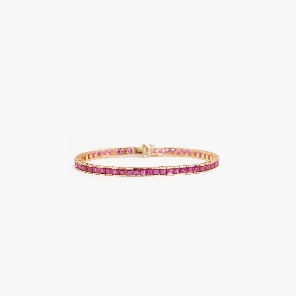 IZABEL DISPLAY TENNIS ARMBÅND SQUARE GOLDPLATED PINK