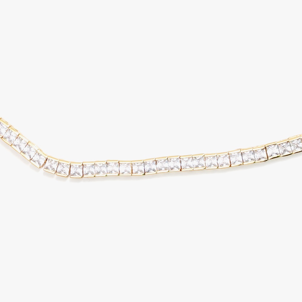 IZABEL DISPLAY TENNIS NECKLACE SQUARE GOLDPLATED WHITE