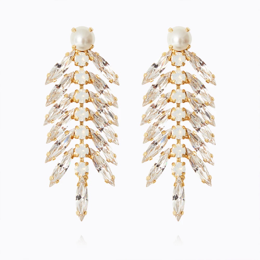 CAROLINE SVEDBOM ØREDOBBER FEATHER PEARL CRYSTAL