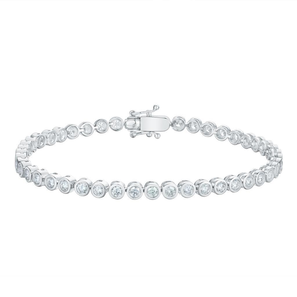 TENNISARMBÅND HVITTGULL 3,00CT FULL BEZEL