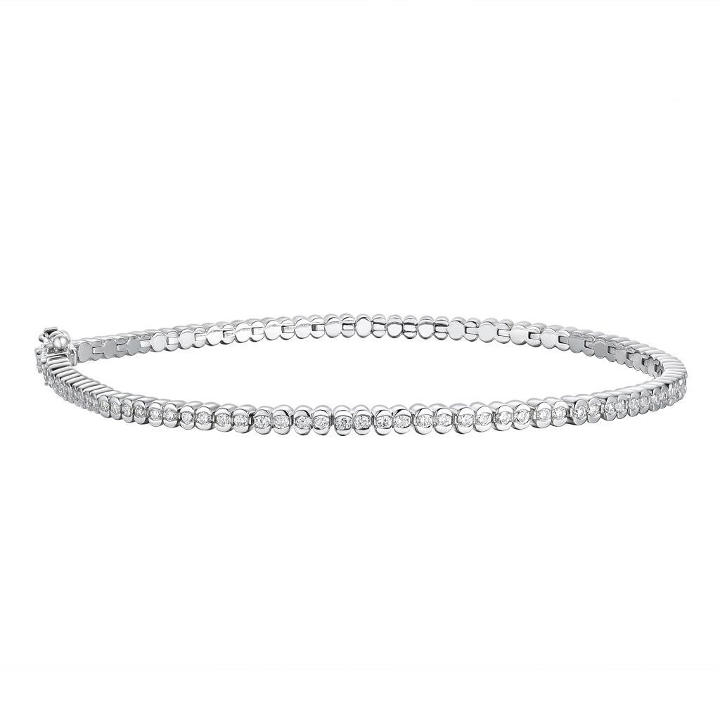 TENNISARMBÅND HVITTGULL 1,00CT HALF BEZEL