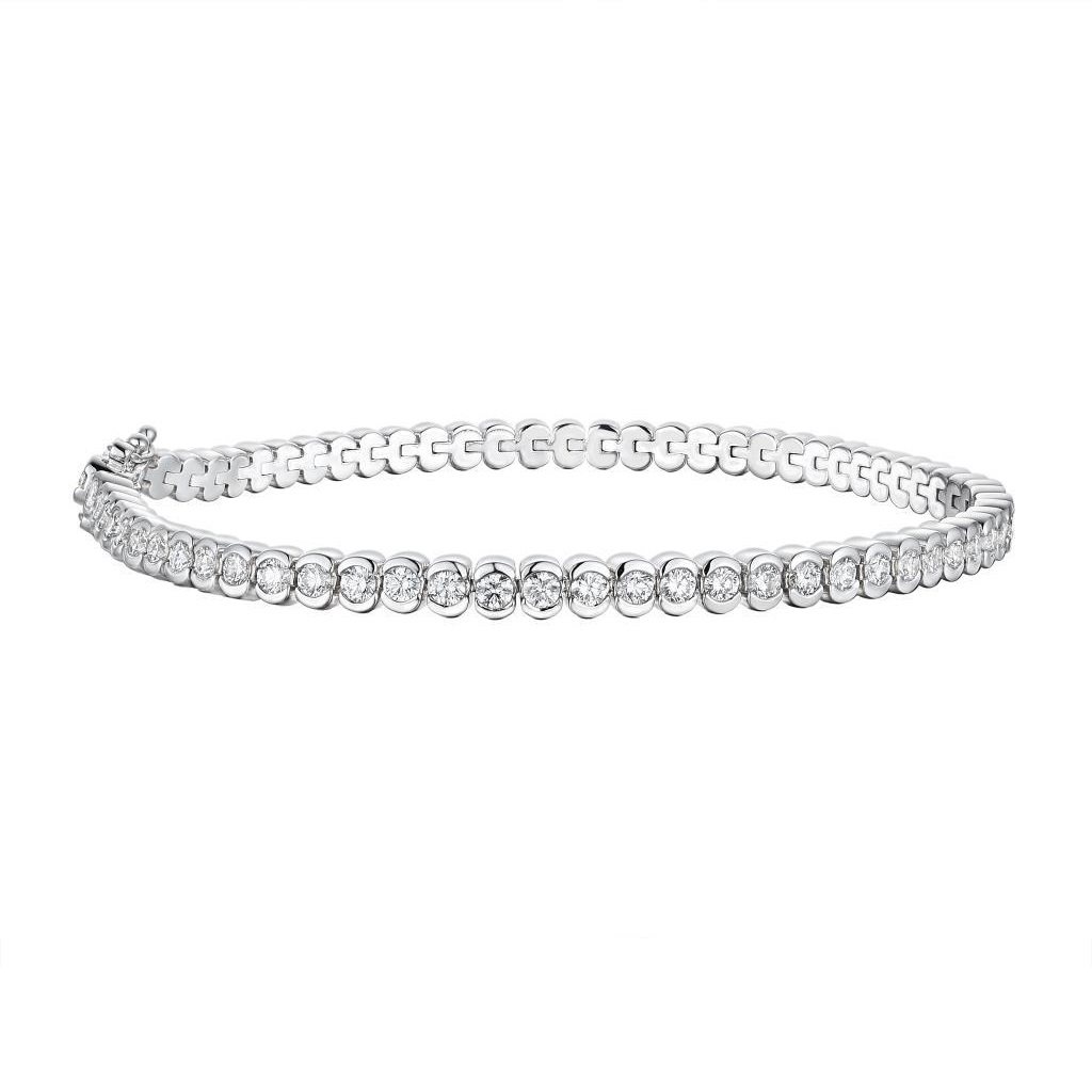 TENNISARMBÅND HVITTGULL 3,00CT HALF BEZEL