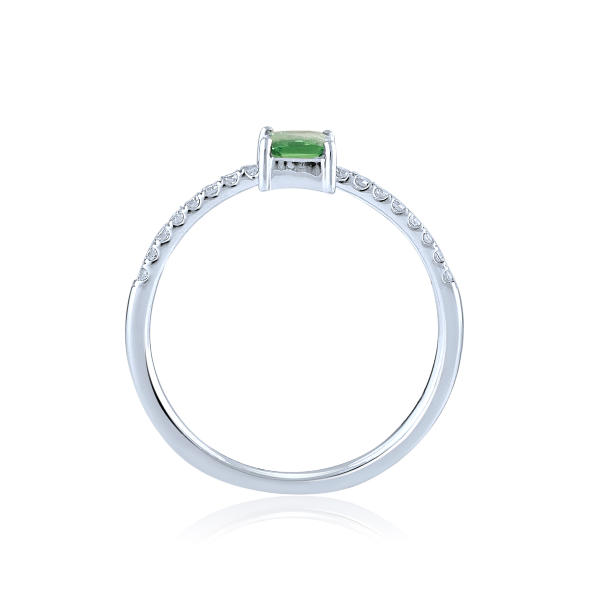 DIAMANTRING HVITTGULL MED ZAVORITE OG DIAMANTER