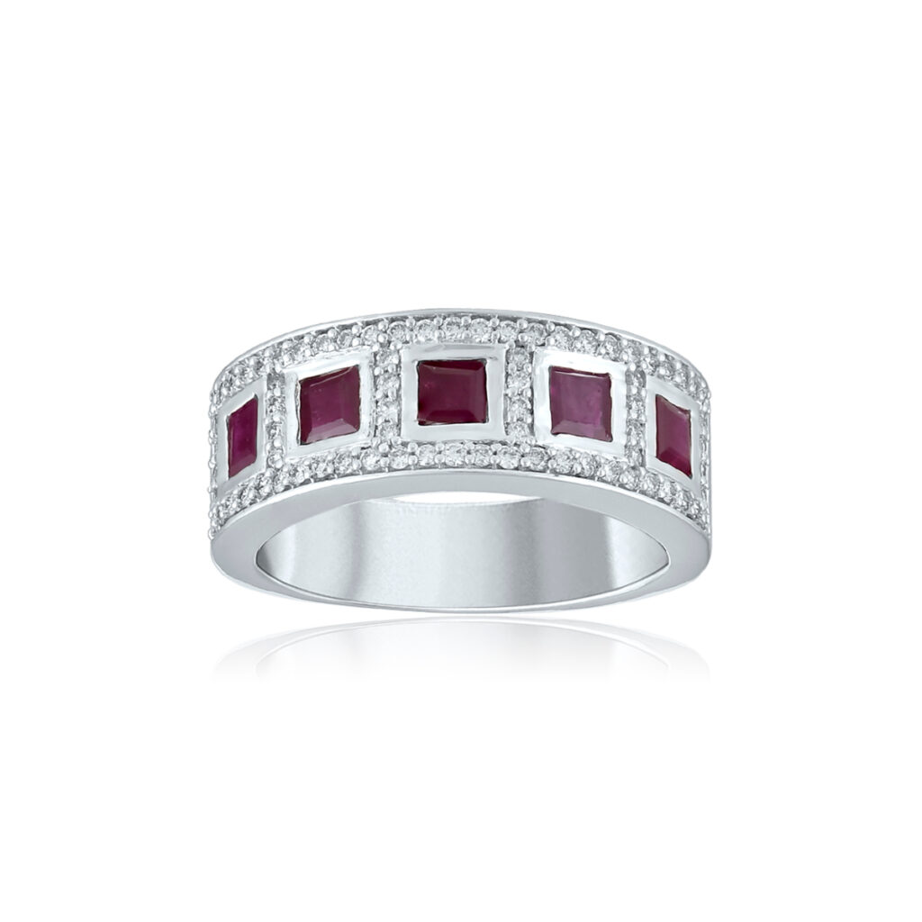 DIAMANT OG RUBIN RING HELLMAN