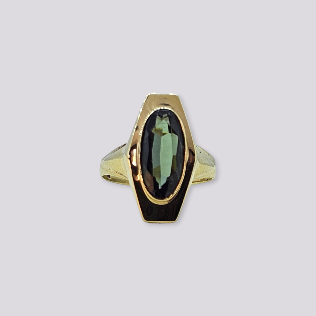 HELLMAN VINTAGE RING MED GRØNN TOPAS