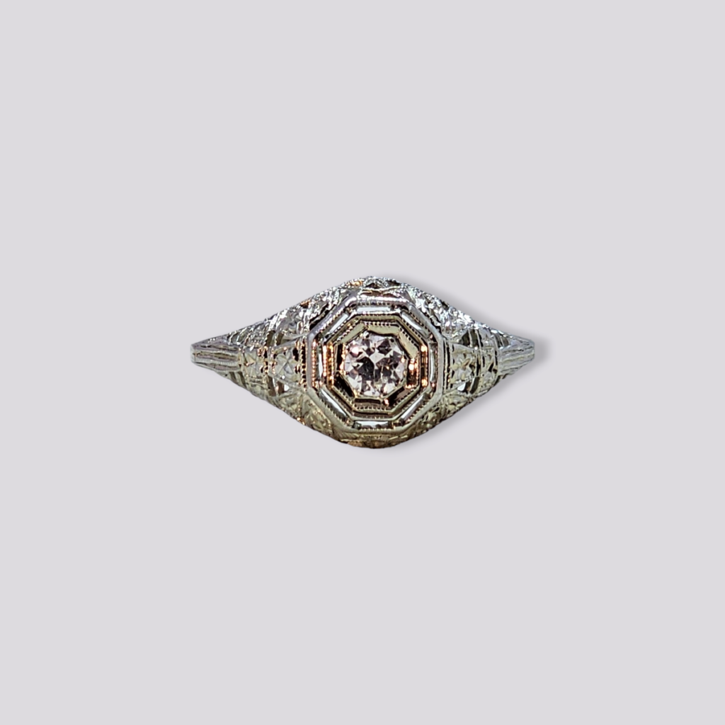 HELLMAN VINTAGE RING HV.GULL MED DIAMANT