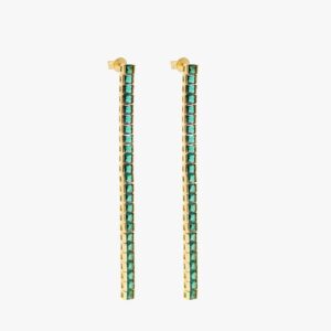 IZABEL DISPLAY ØREDOBBER SQUARE TENNIS GOLDPLATED GREEN