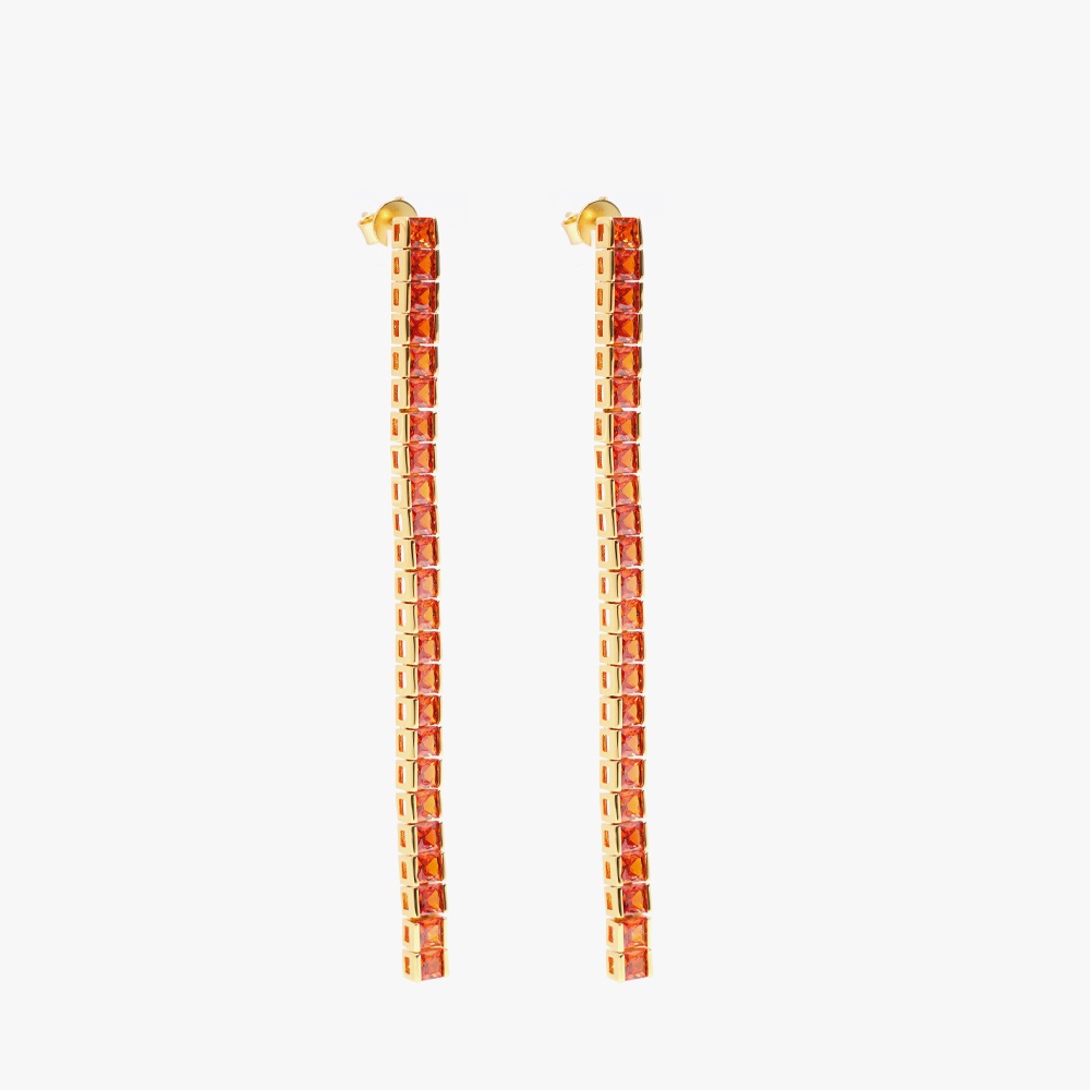 IZABEL DISPLAY ØREDOBBER SQUARE TENNIS GOLDPLATED ORANGE