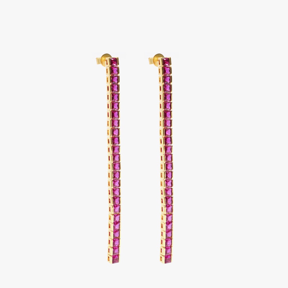 IZABEL DISPLAY ØREDOBBER SQUARE TENNIS GOLDPLATED PINK