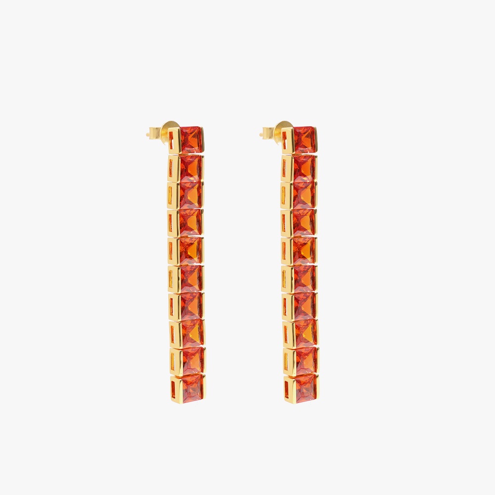 IZABEL DISPLAY ØREDOBBER TENNIS GOLDPLATED ORANGE