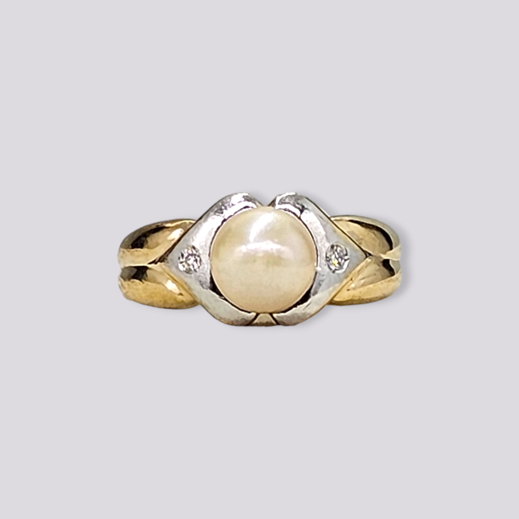 HELLMAN VINTAGE RING 2 FARGET MED PERLE OG DIA